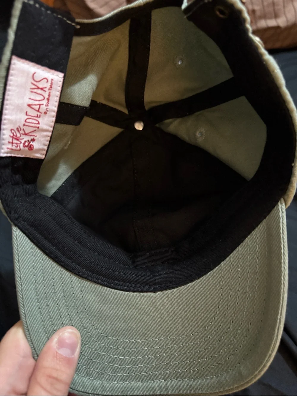Kids Tan Baseball Cap with Orange Lobster Embroidery